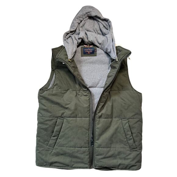 The NORMAL BRAND DANO Hooded Men's Vest, size Large, Green - Picture 2 of 14
